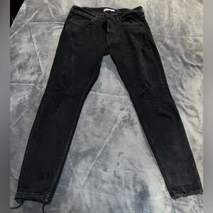 Zara Men’s Black Denim Distressed Jean - Size 36